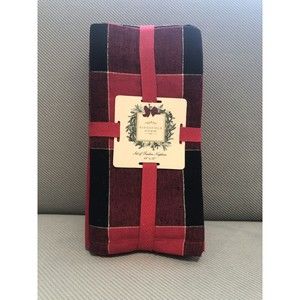 Ridgefield Home RED Black PLAID HOLIDAY Christmas NAPKINS ~ Set Of 12 New